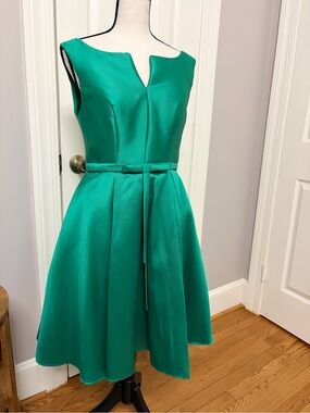 Elegant Emerald Fit-and-Flare Dress